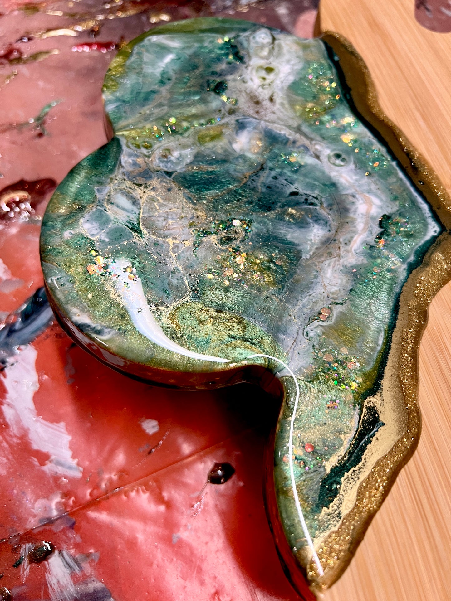 Lucky Shamrock - Bamboo Charcuterie Board, 3 sauce dishes & 4 Utensils Set