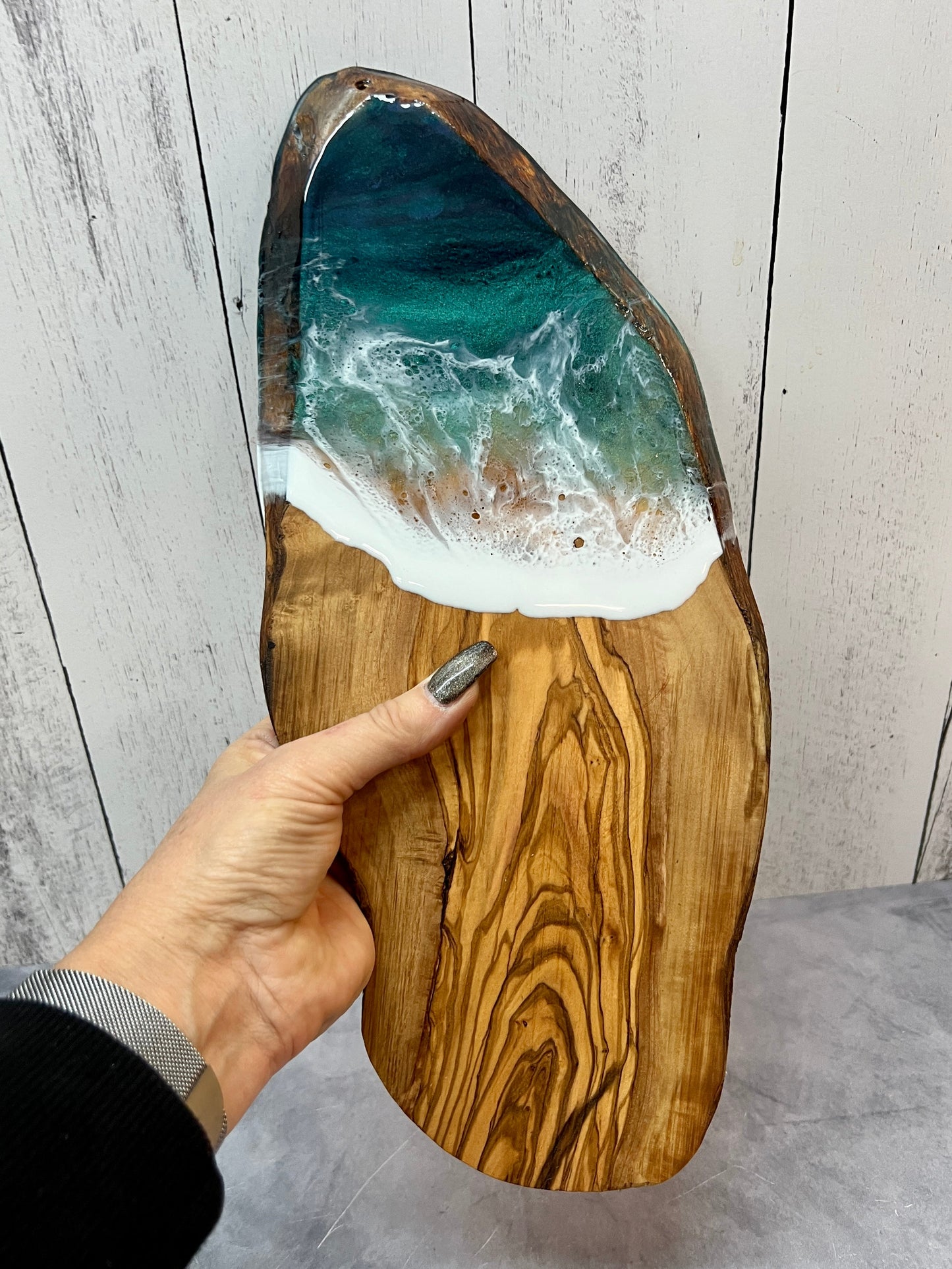 Coastal - Olive Wood Charcuterie Board - 10”-12” - Mediterranean Sea