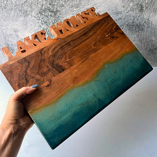 "Lake House" Resin Finished Serving Board