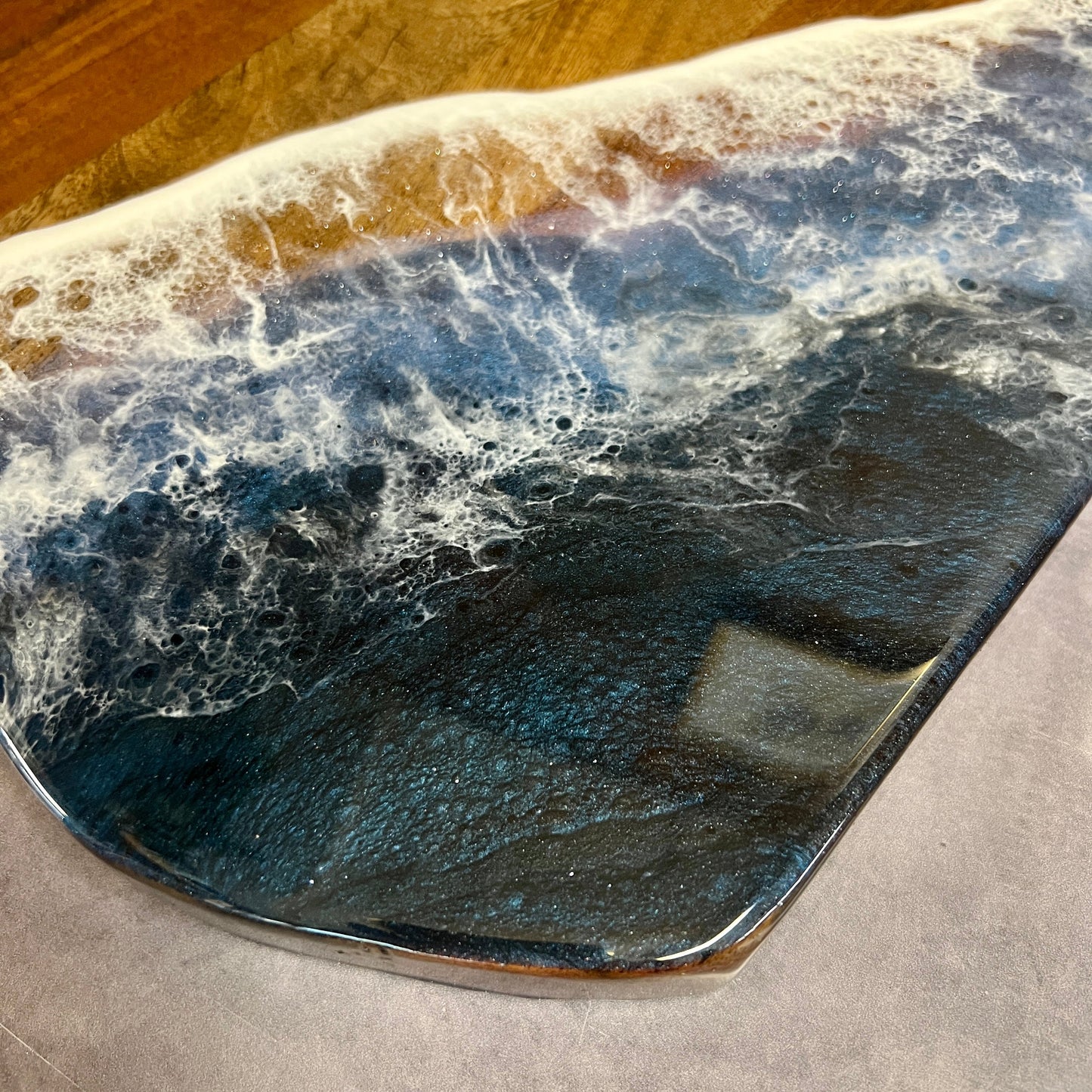 Coastal - Charcuterie Board - Lg w/Handle - Black Sea